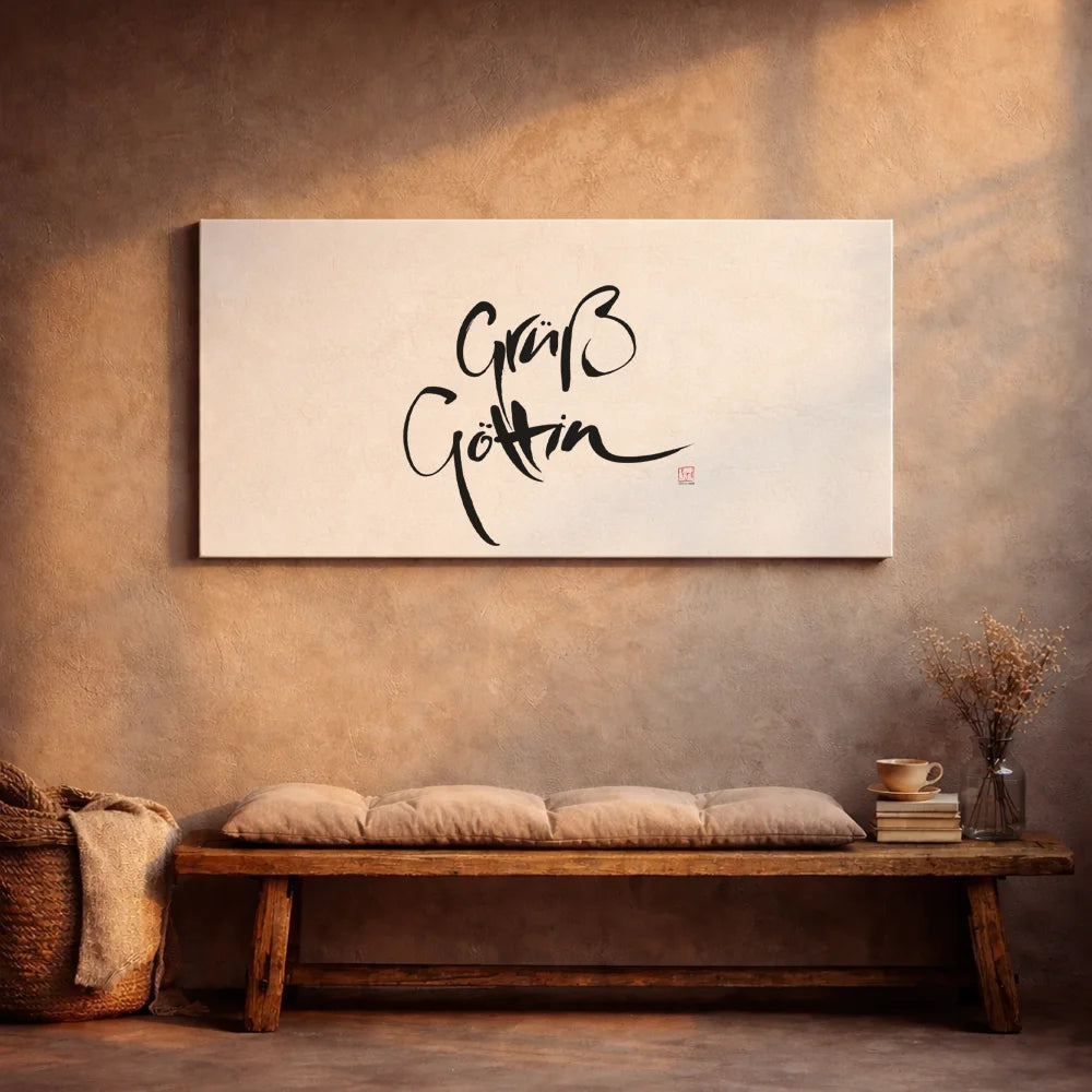 Exklusive Leinwand „Grüß Göttin“ – Originaldruck von Sign by Jwala®, handgefertigte Wandkunst aus Tirol, Limited Edition