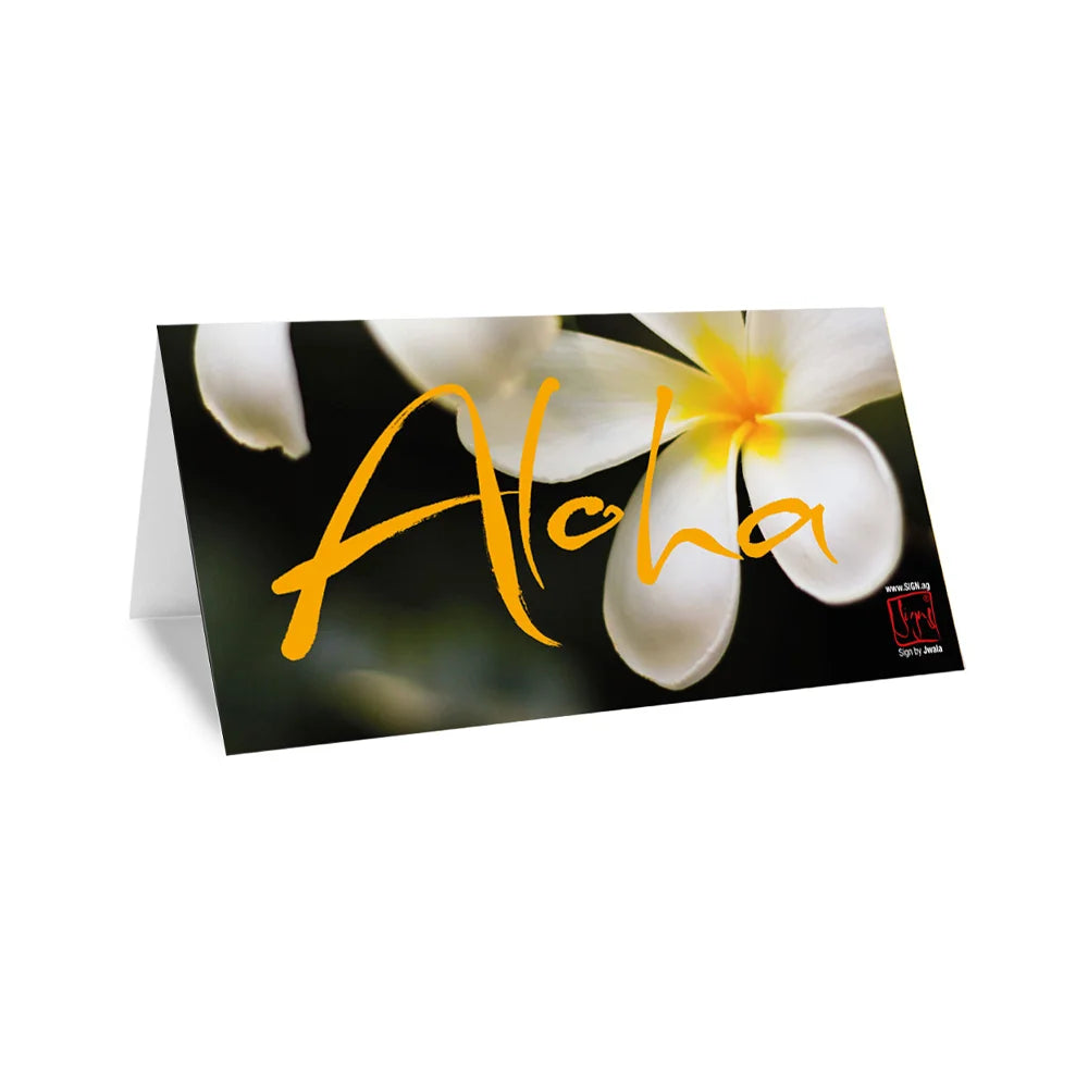 Spirituelle, personalisierbare Klappkarte „Aloha“ kaufen – Besondere, handgemachte Grußkarten zum Individualisieren online im SignShop Tirol bestellen – Einzigartige Karten für herzliche und persönliche Botschaften