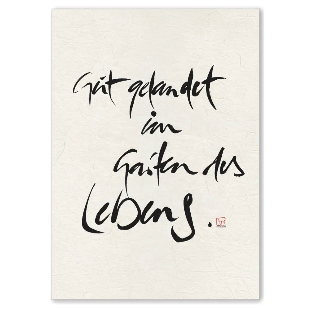 Originaldruck Leinwand „Gut gelandet im Garten des Lebens“ – SignShop.Tirol, einzigartige Wandkunst, handgemacht, wertvolles Geschenk für Lebensfreude und Wachstum