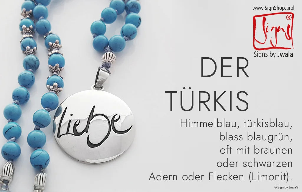 DER TÜRKIS: Himmelblau, türkisblau, blass blaugrün, oft mit braunen oder schwarzen Adern, wachsartig-matter Glanz.