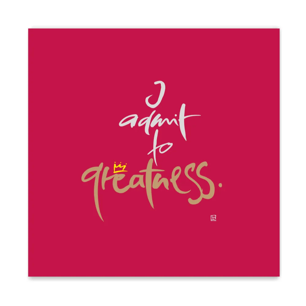 Englische Leinwand I admit to greatness – Premium Wanddeko mit positiver Message bestellen | SignShop Tirol
