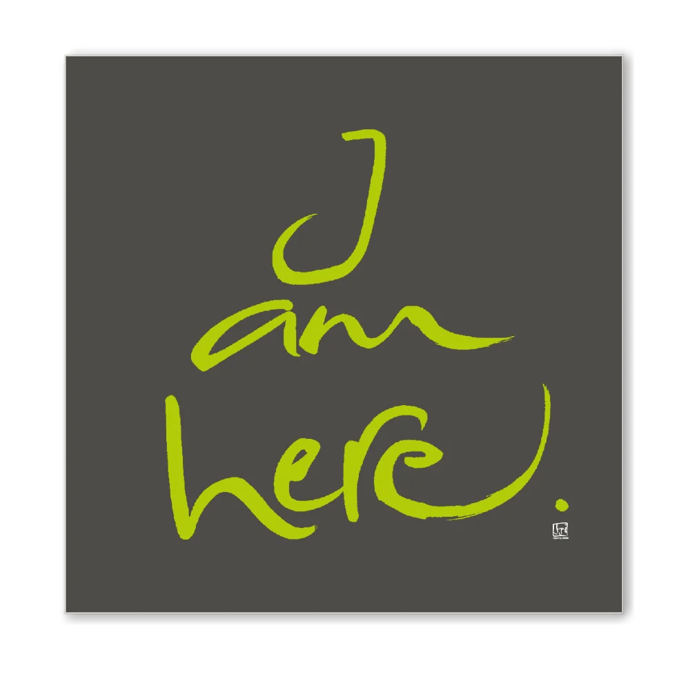 Premium Wandbild „I am here.“ – Sign by Jwala® Originaldruck mit Fingerzeige Karte, hochwertige Leinwand, spirituelle Kunst, Unikat aus Tirol