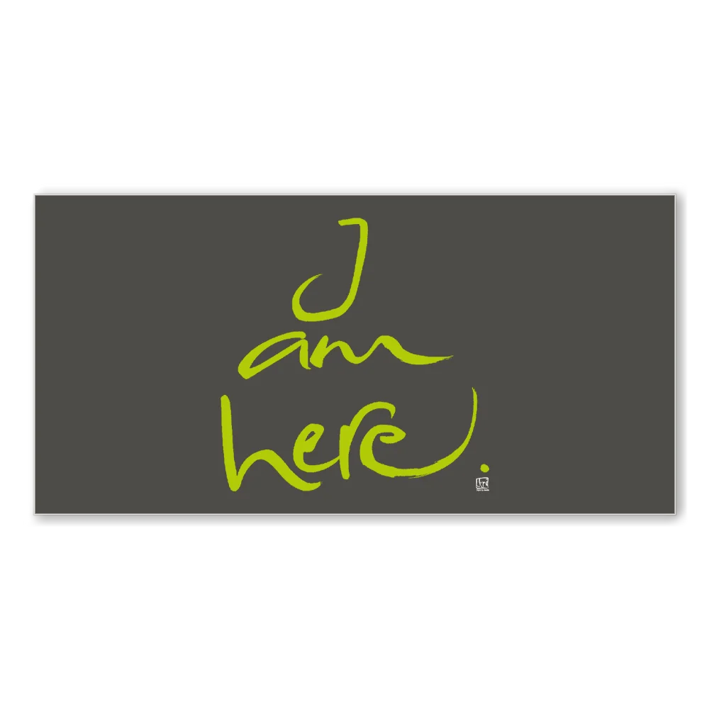 Inspirierende Leinwand „I am here.“ – Sign by Jwala® Original, Limited Edition, hochwertige Kunst aus Tirol, Fingerzeige Karte als Symbol für Achtsamkeit