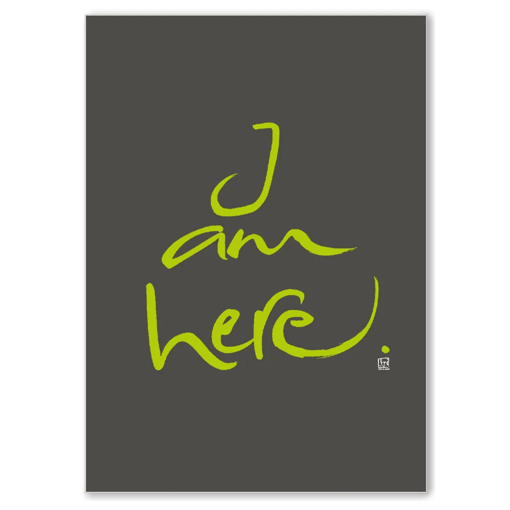 Luxus Leinwanddruck „I am here.“ – Sign by Jwala® mit Fingerzeige Karte, exklusive Deko, liebevoll gefertigt, Einzelstück aus Tirol