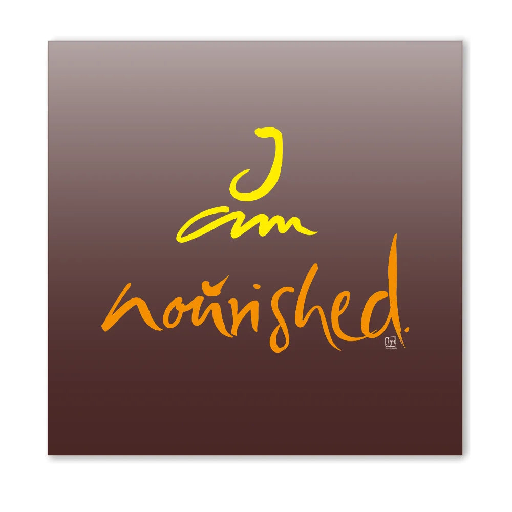 Luxus Leinwanddruck „I am nourished.“ – Sign by Jwala® mit Fingerzeige Karte, exklusive Deko, liebevoll gefertigt, Einzelstück aus Tirol