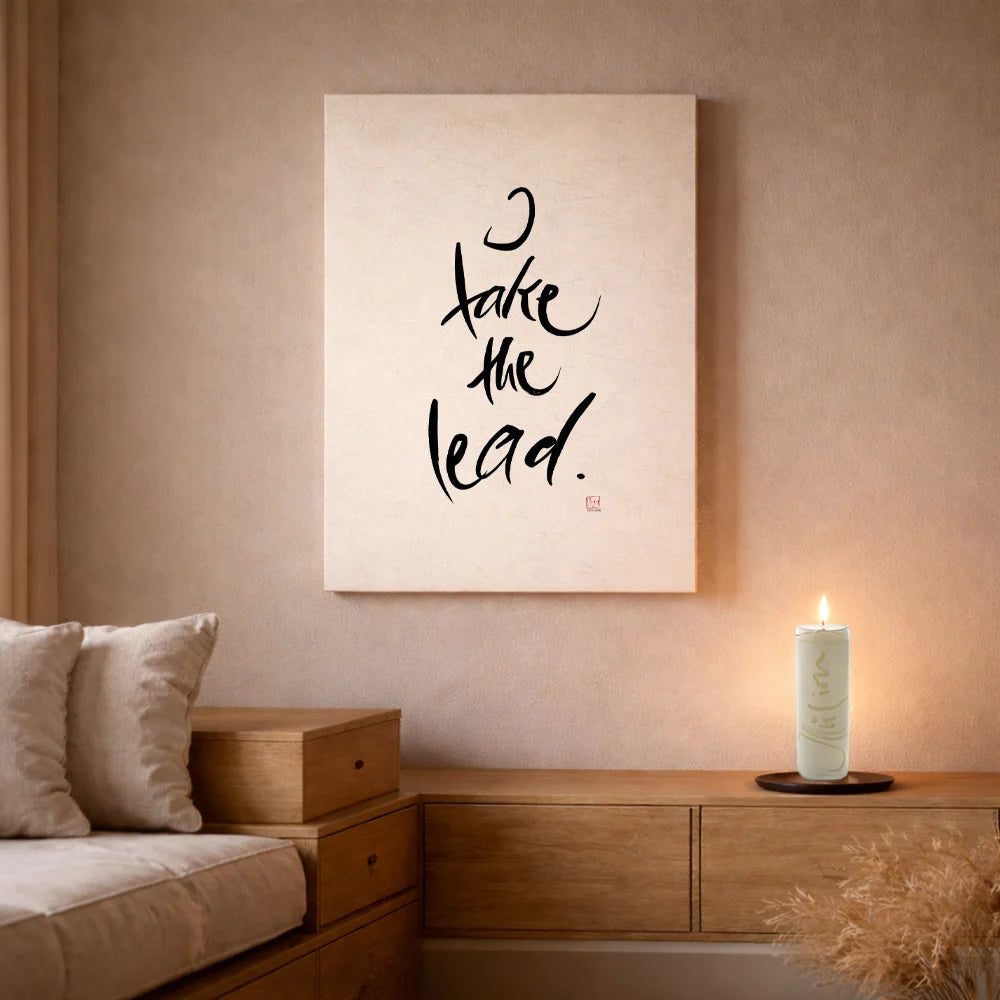 Luxus Leinwanddruck „I take the lead.“ – Sign by Jwala®, exklusive Deko, liebevoll gefertigt, Einzelstück aus Tirol, Premium-Kunst für Leadership und Zielstrebigkeit