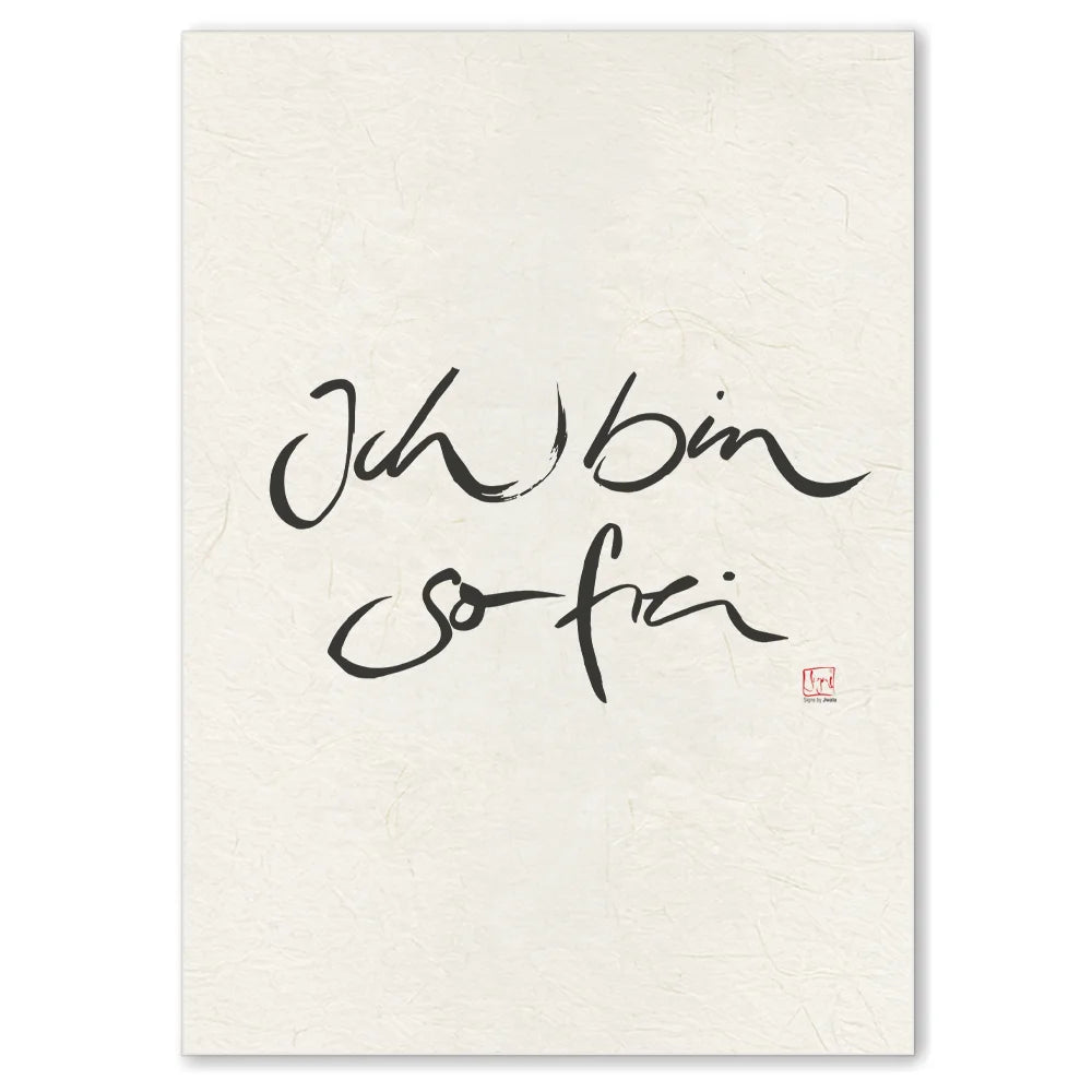 Originaldruck Leinwand „Ich bin so frei“ – SignShop.Tirol, einzigartige Wandkunst, handgemacht, wertvolles Geschenk für Selbstbestimmung und Lebensfreude
