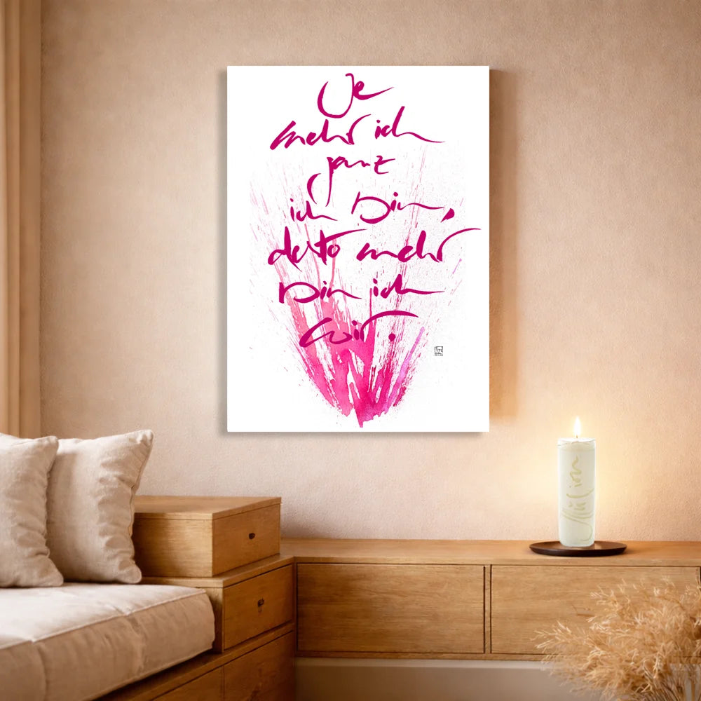 Handgemachtes Leinwandbild „Je mehr ich ganz ich bin, desto mehr bin ich wir“ mit WIR Karte – Originaldruck, Sign by Jwala®, inspirierende Wanddekoration, limitiertes Kunstwerk, wertvolles Geschenk für Liebe und Verbundenheit