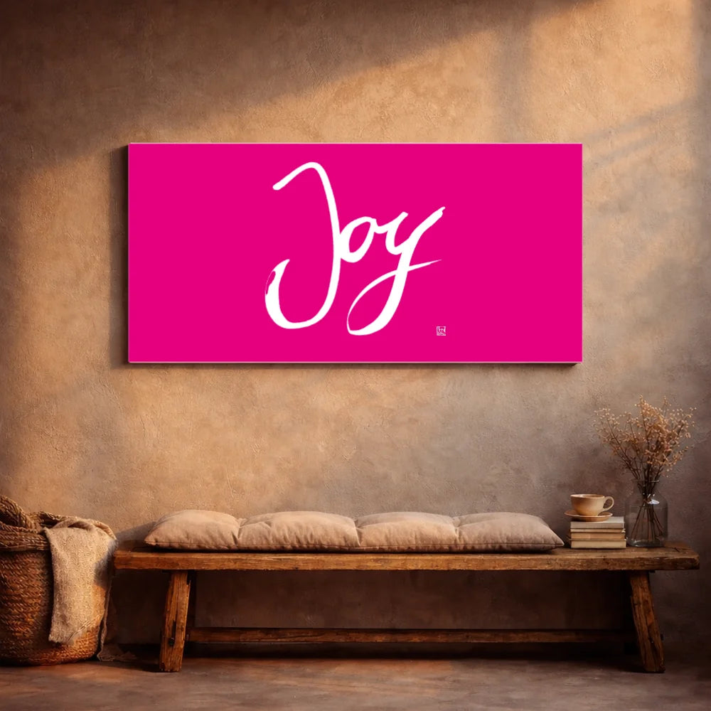 Inspirierende Leinwand „Joy.“ – Sign by Jwala® Original, Limited Edition, hochwertige Kunst aus Tirol, Fingerzeige Karte als Impuls für Glück und Leichtigkeit