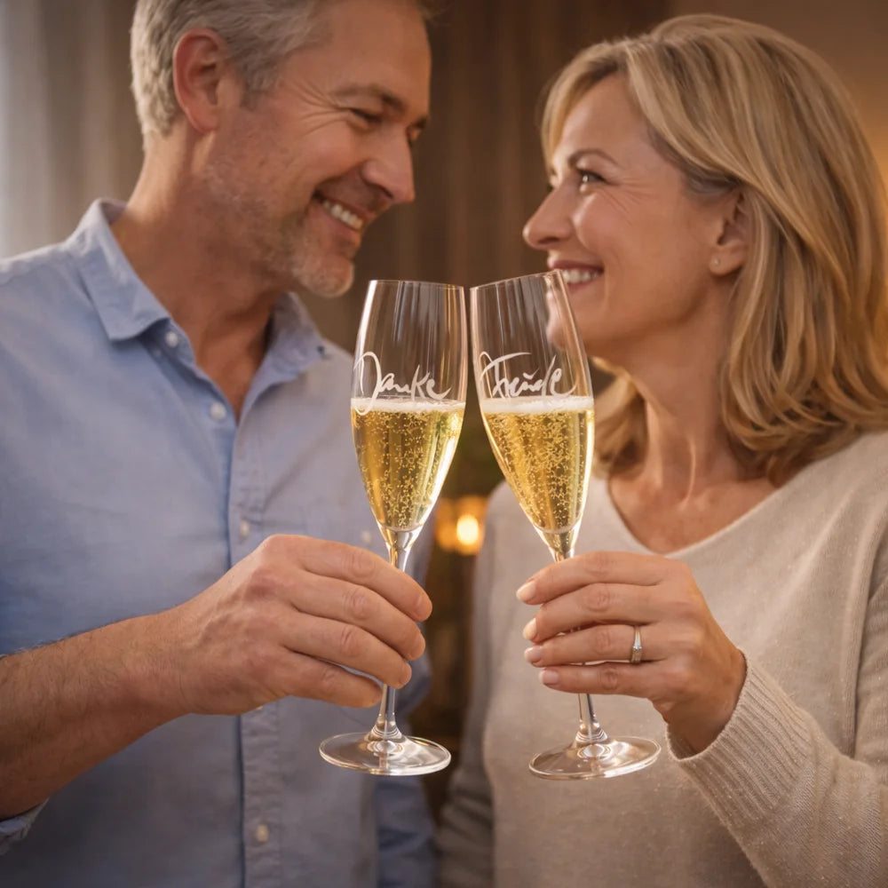 Handgemachtes Festtags-Set mit edlen Riedel-Gläsern & exklusiver Batik-Stofftasche – jetzt im SignShop Tirol sicher online kaufen