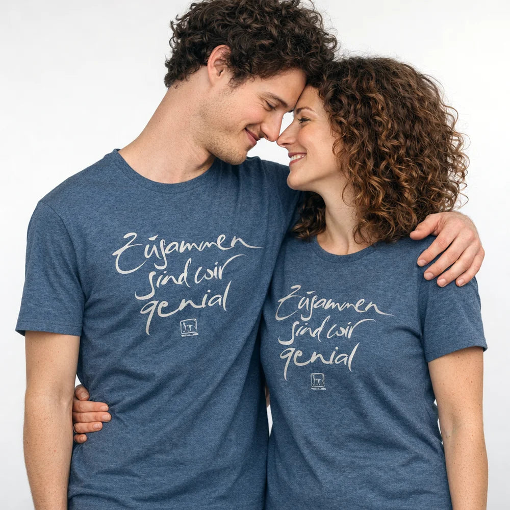 Gruppen T-Shirt für gemeinsames Erlebnis – „Zusammen sind wir genial“ Design, nachhaltige beste Qualität, online im SignShop Tirol bestellen