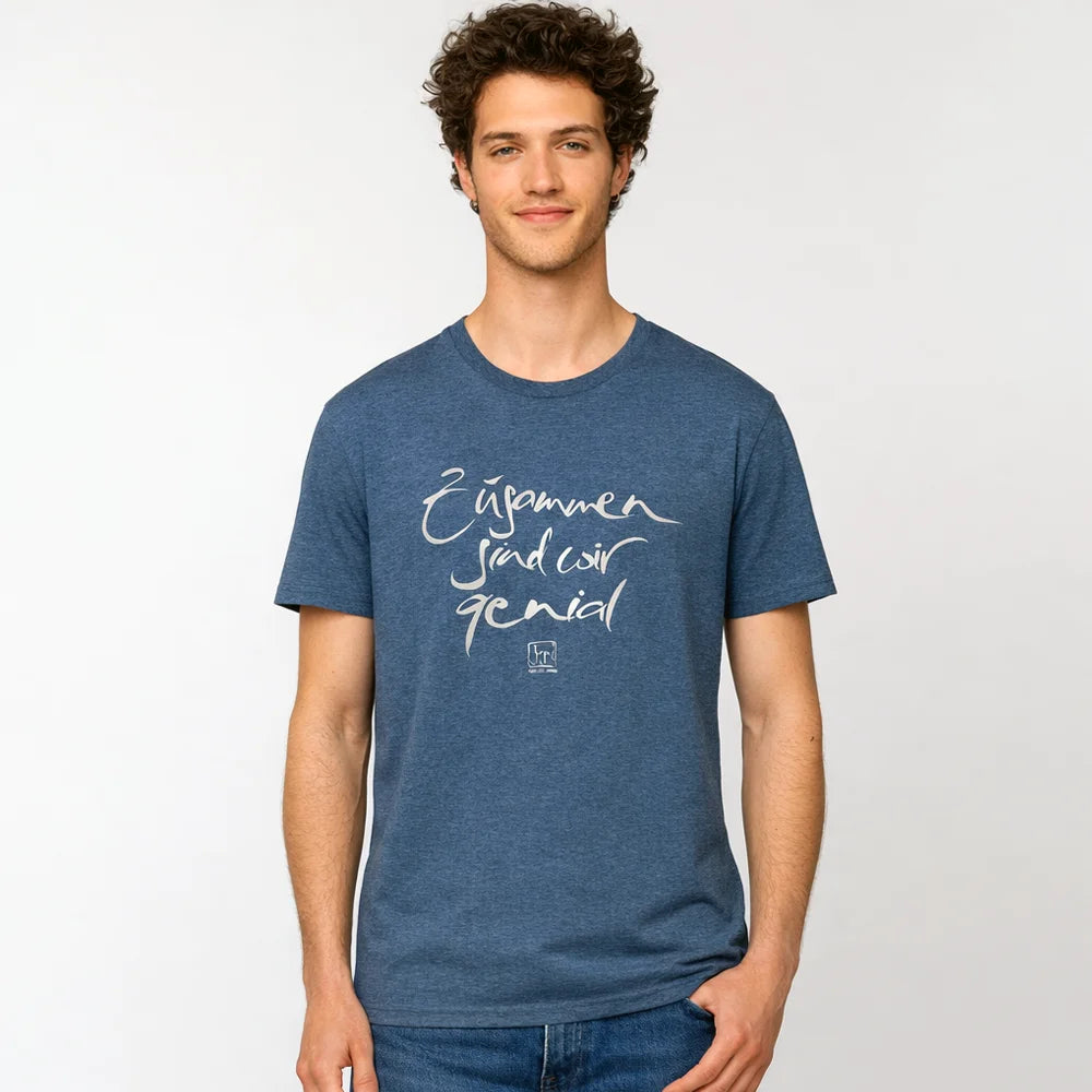 Motivationsshirt für Teams, Familien oder Partnerschaft – „Zusammen sind wir genial“ Bio-T-Shirt in bester Qualität, exklusiv in vielen verschiedenen Größen im SignShop Tirol erhältlich