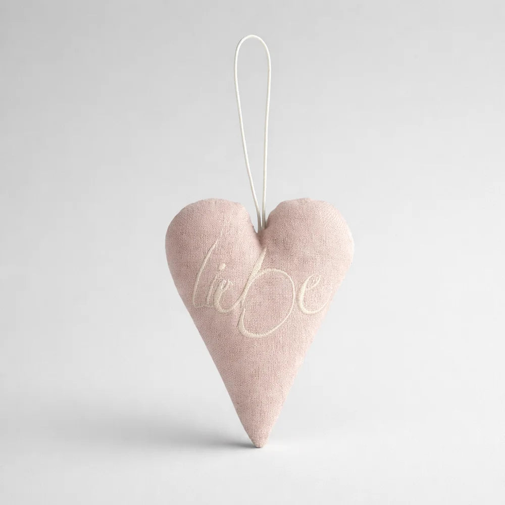 Exklusiver Bauernleinen-Herz Anhänger „Liebe“ in Creme – handgefertigt, Original von Sign by Jwala®, Limited Edition, hochwertiges Accessoire für besondere Anlässe