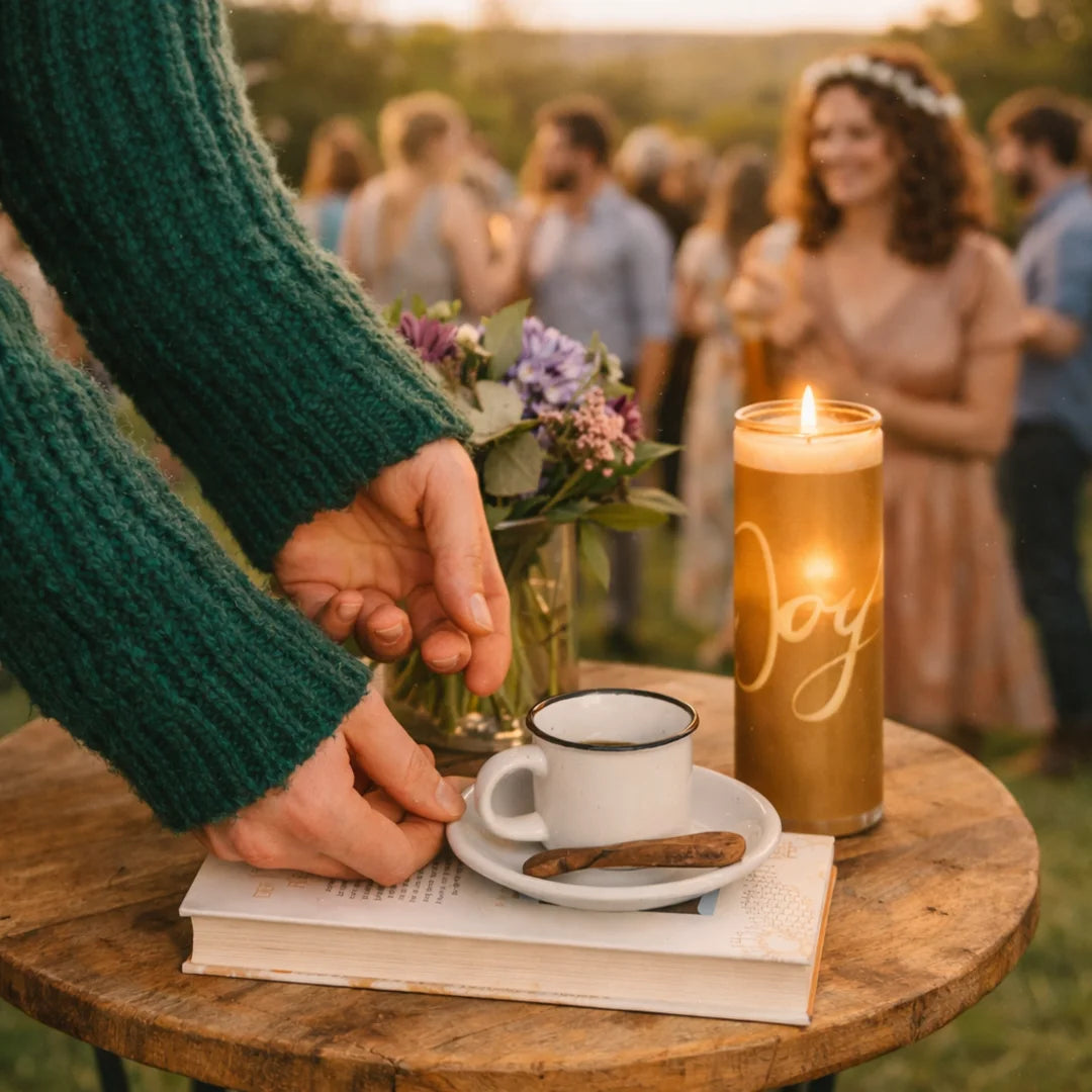 SignKerze „Joy“ – Vegane, duftfreie Kerze mit inspirierender Botschaft für Freude und Leichtigkeit, im SignShop Tirol online kaufen