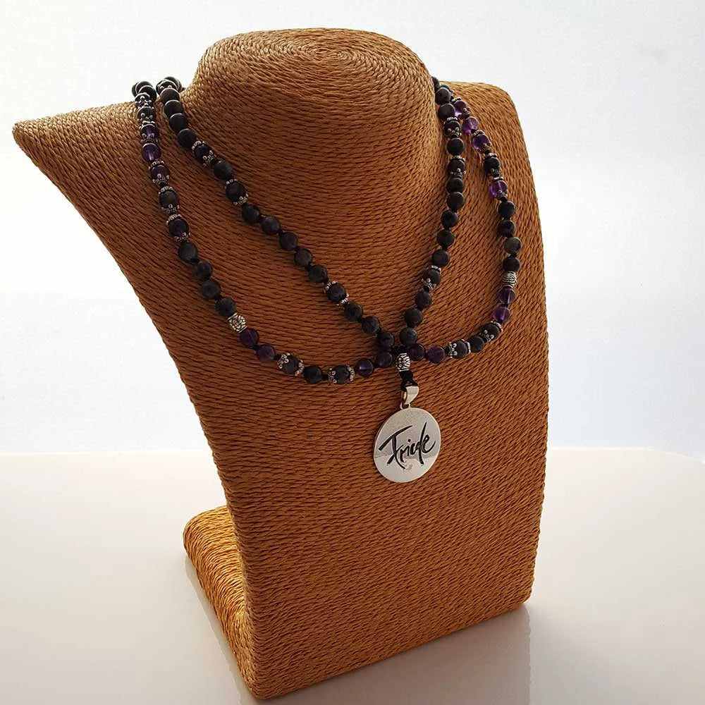 Premium Collier „Friede“ Labradorit & Amethyst – Sign by Jwala®, edle Handarbeit, Unikat, exklusives Schmuckstück für spirituelle Balance, Harmonie und positive Energie
