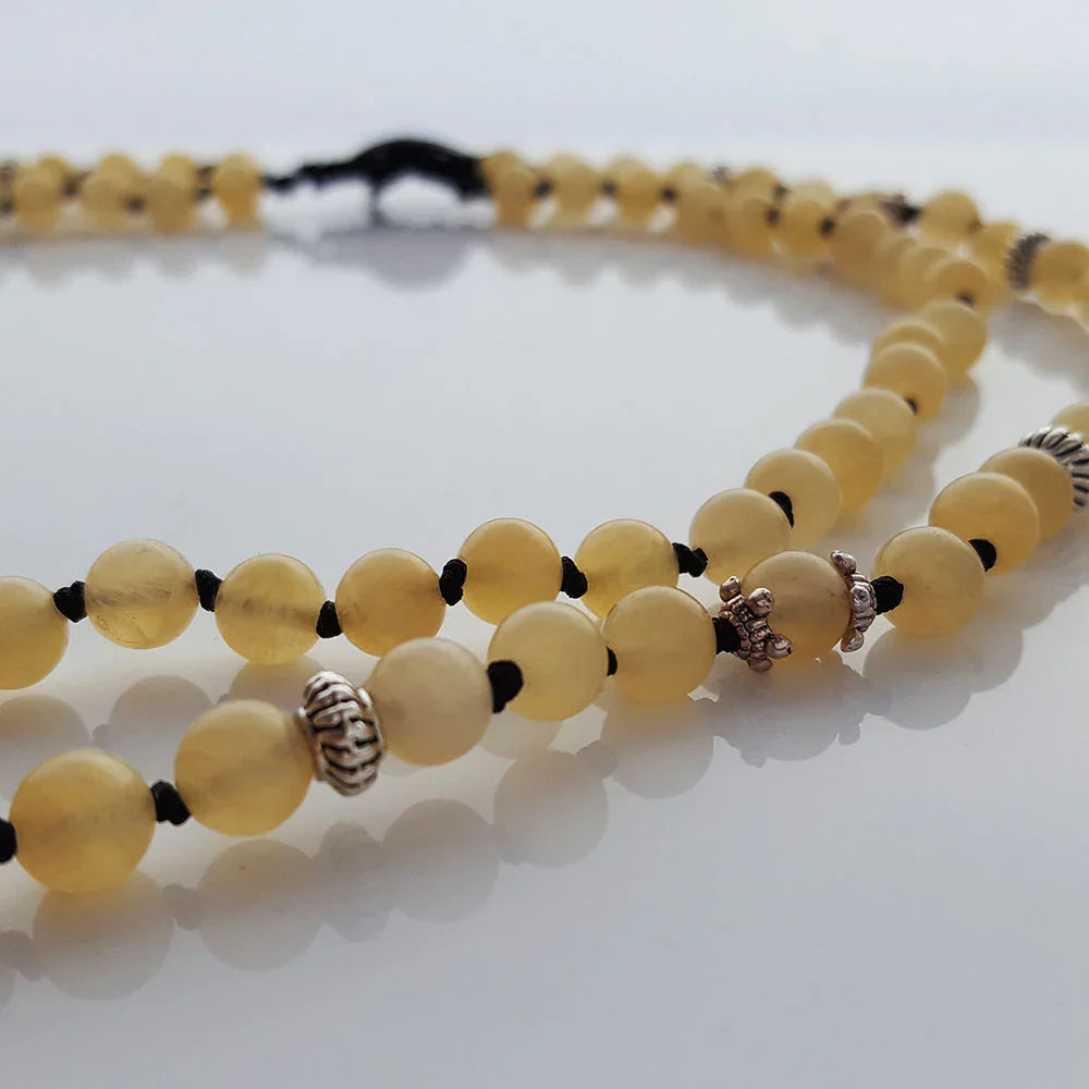 Premium Collier „Freude“ Gelbe Jade – Sign by Jwala®, edle Handarbeit, Unikat, exklusives Schmuckstück für Harmonie, Wohlbefinden und positive Energie
