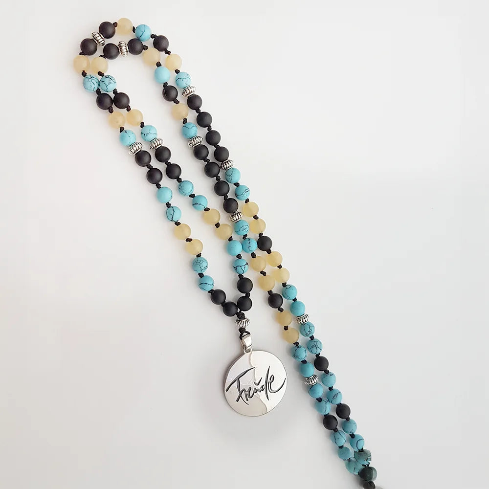 Exklusive Mala-Kette „Freude“ aus dem SignShop Tirol – Onyx, Türkis & Jade Perlen für Spiritualität und Harmonie