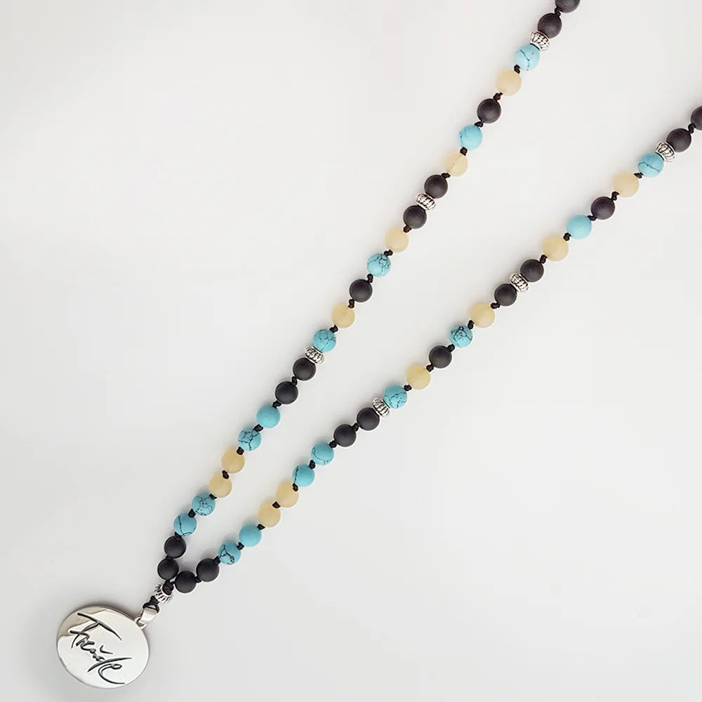 Freude Mala aus Onyx, Türkis und Jade aus dem SignShop Tirol – handgefertigte Gebetskette für Achtsamkeit und Lebensfreude