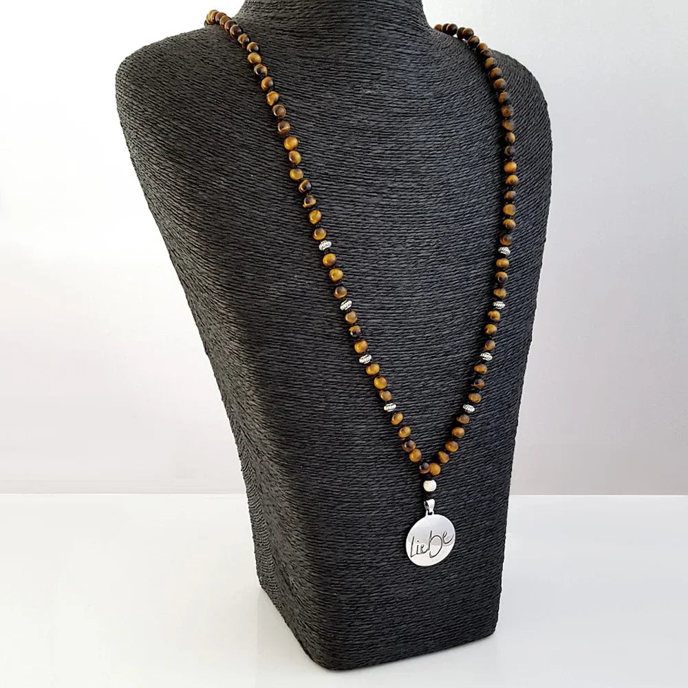 Spirituelle Tigerauge-Mala „Liebe“ – Sign by Jwala® Original, Limited Edition, hochwertige Edelstein-Meditationskette, Unikat für Herzöffnung, Lebensfreude und Harmonie