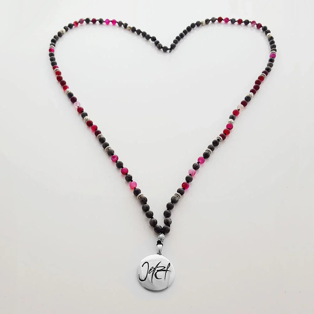 Luxus Mala „Jetzt“ Roter Achat & Labradorit – Sign by Jwala®, exklusive Meditationskette, liebevoll gefertigt, Premium-Qualität für Lebensfreude und Achtsamkeit