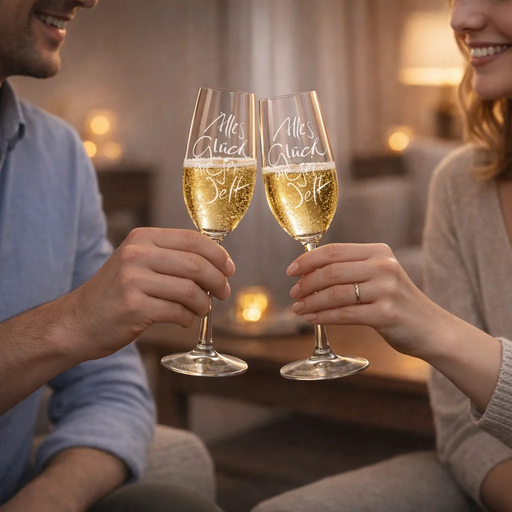 Exklusives Kristallglas mit persönlicher Glücksbotschaft, von Hand in Rattenberg/Tirol graviert – ein besonderes Präsent für unvergessliche Momente