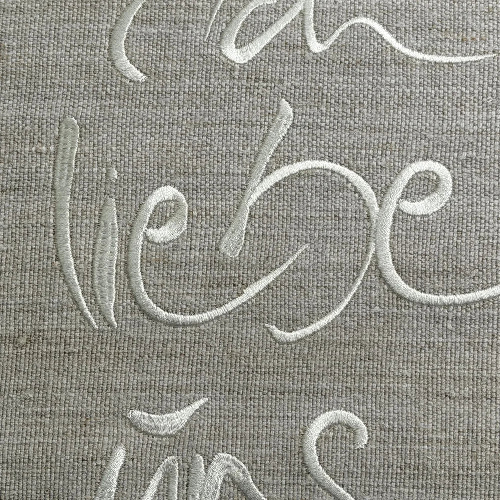 Edles Bauernleinen Zirbenkissen „Ich liebe uns.“ – Original von Sign by Jwala®, duftendes Kissen, Unikat, handgefertigt, Premium-Qualität für erholsamen Schlaf