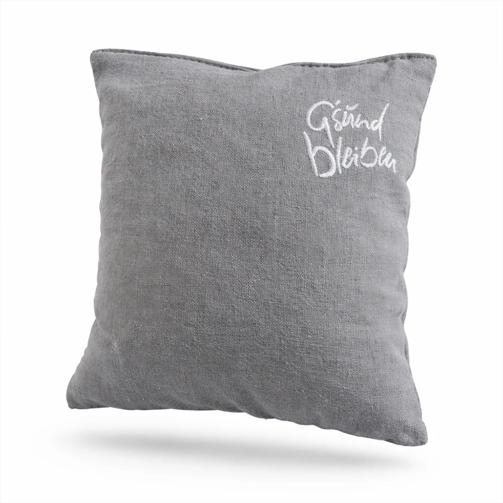 Limitierte kleine Zirbenkissen aus Tirol – G’sund bleiben grau sicher online kaufen im SignShop Tirol