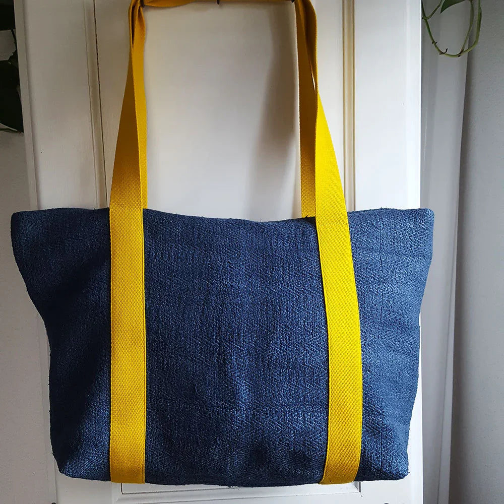 Stilvolle Strandtasche „Mein Herz geht auf“ Bauernleinen – Original von Sign by Jwala®, handgefertigt, Premium-Qualität, exklusive Beach Bag für Strandtage und entspannte Ausflüge