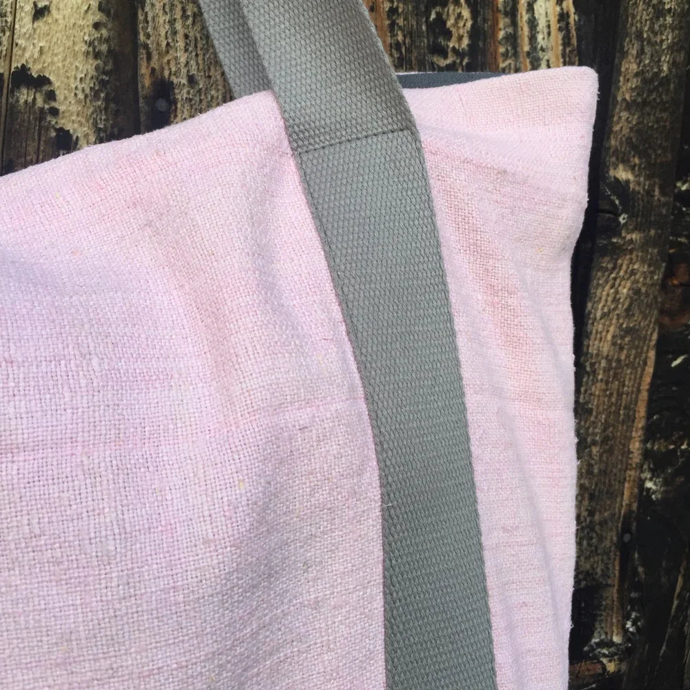 Sommer-Strandtasche „Mein Herz geht auf“ – Sign by Jwala®, Unikat, handgefertigte Beach Bag aus Bauernleinen für Urlaub, Freizeit und Outdoor