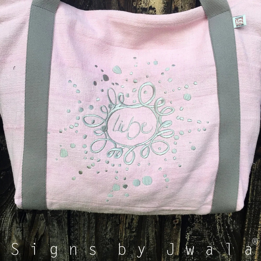 Luxus Shopper „Mein Herz geht auf“ Bauernleinen – Sign by Jwala®, exklusive Strandtasche, liebevoll gefertigt, Premium-Qualität für Urlaub, Shopping und besondere Momente