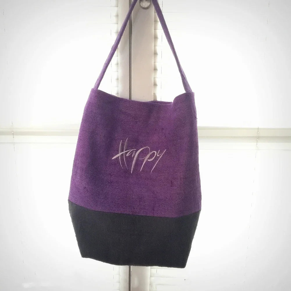 Exklusiver Shopper „Happy“ aus Bauernleinen – handgemachte Tragetasche, Original von Sign by Jwala®, Limited Edition, stilvoller Begleiter für Alltag und Freizeit
