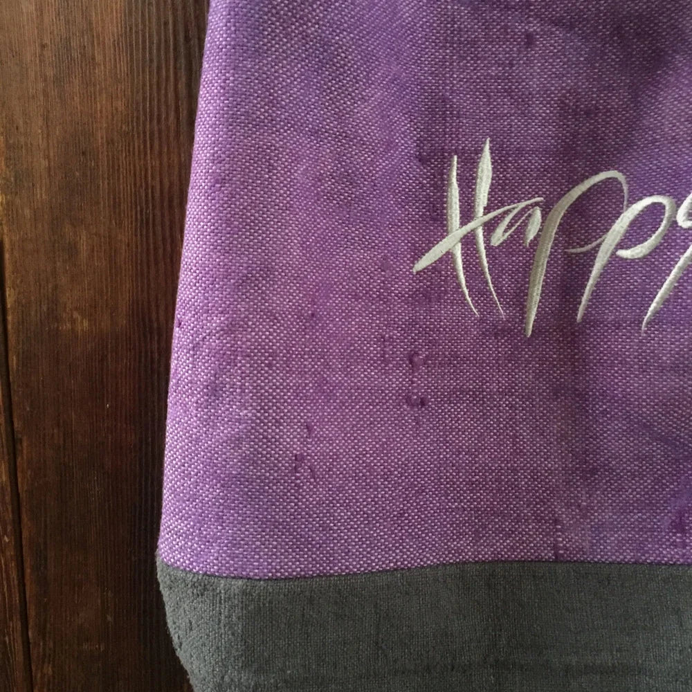 Design Shopper „Happy“ Bauernleinen – Sign by Jwala®, Limited Edition, hochwertiges Unikat, modische Tasche für Alltag, Freizeit und besondere Anlässe