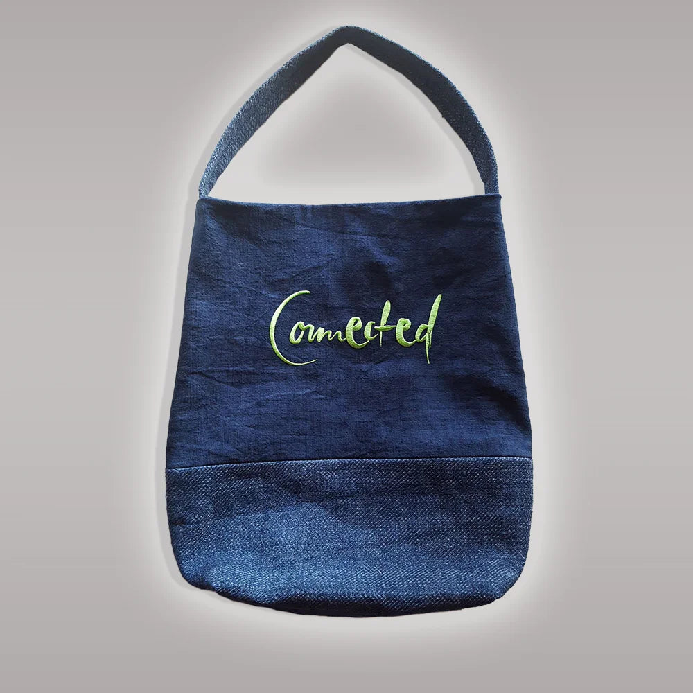 Exklusiver Shopper „Connected“ aus Bauernleinen – handgemachte Tragetasche, Original von Sign by Jwala®, Limited Edition, nachhaltiger Vintage-Shopper mit viel Stauraum