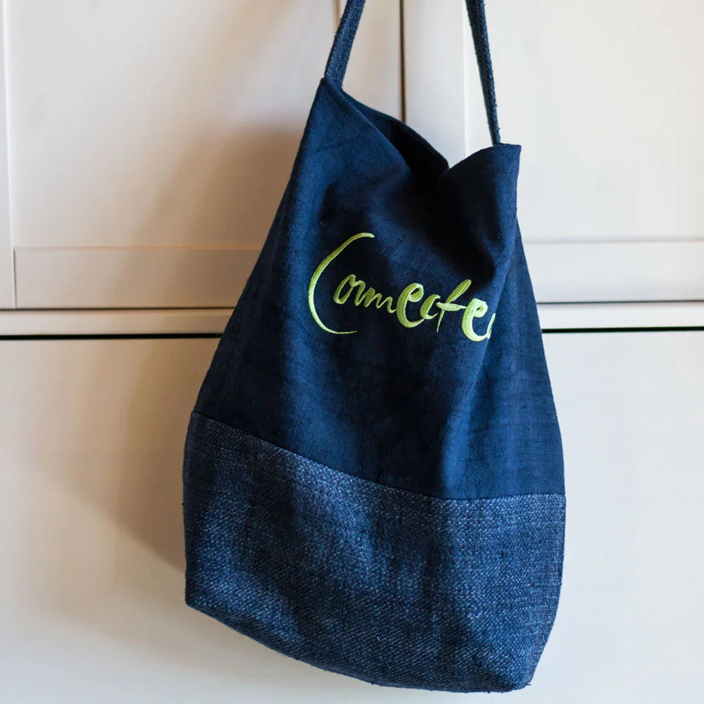 Premium Shopper „Connected“ Bauernleinen – Sign by Jwala®, edle Handarbeit, Unikat, robuste Stofftasche für Alltag, Shopping und bewussten Lebensstil