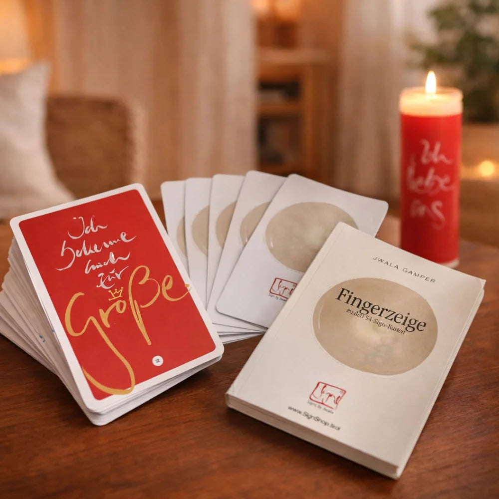Handgefertigtes Luxus-Orakelkarten-Set „Fingerzeige“ Braun/Orange – Premium Karten-Set für Achtsamkeit und Lebensfreude online im SignShop Tirol kaufen