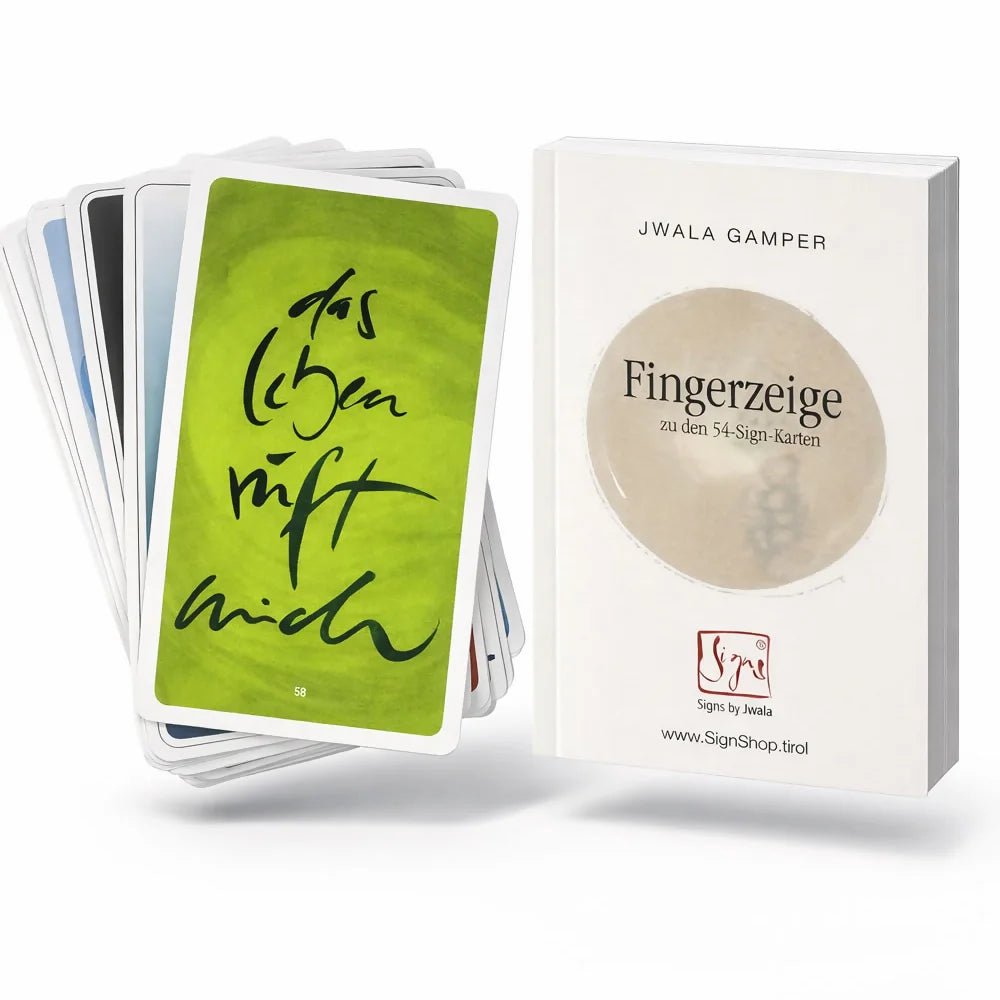 Orakelkarten-Set „Fingerzeige“ mit Buch von Jwala Gamper im SignShop Tirol – spirituelle Lebenshilfe und Sinnfindung
