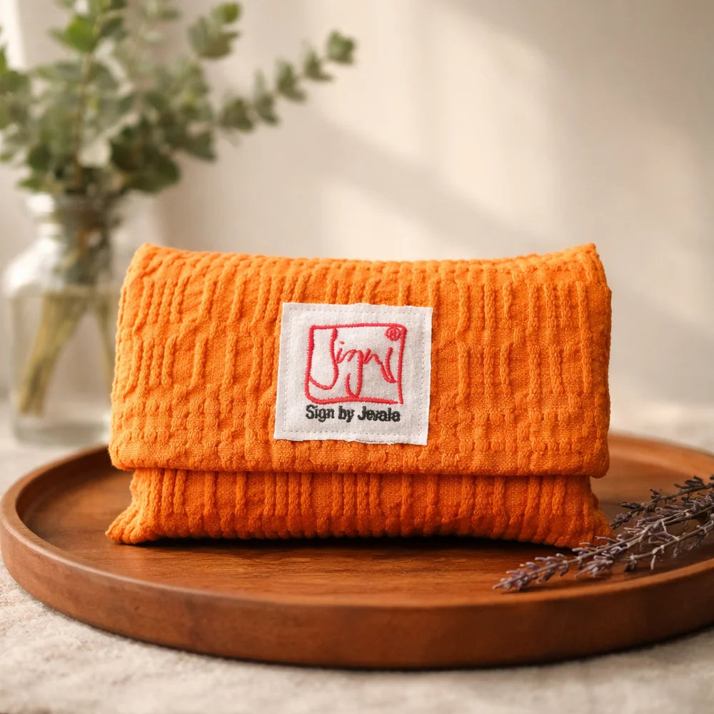 Hochwertige SignKarten Orange im Set, inklusive edler Bauernleinen-Tasche, inspirierende Fingerzeige-Motive – erhältlich im SignShop Tirol