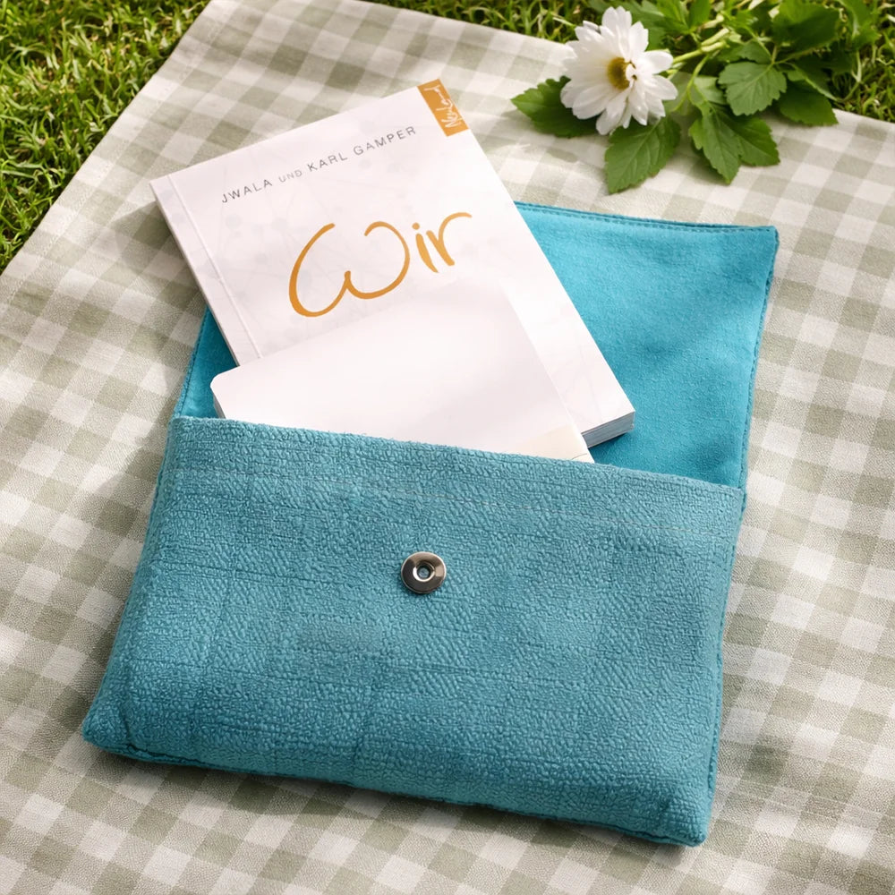 WIR-Karten-Set Petrol/Mint/Türkis mit Tasche aus Bauernleinen – limitierte Edition sicher online kaufen im SignShop Tirol