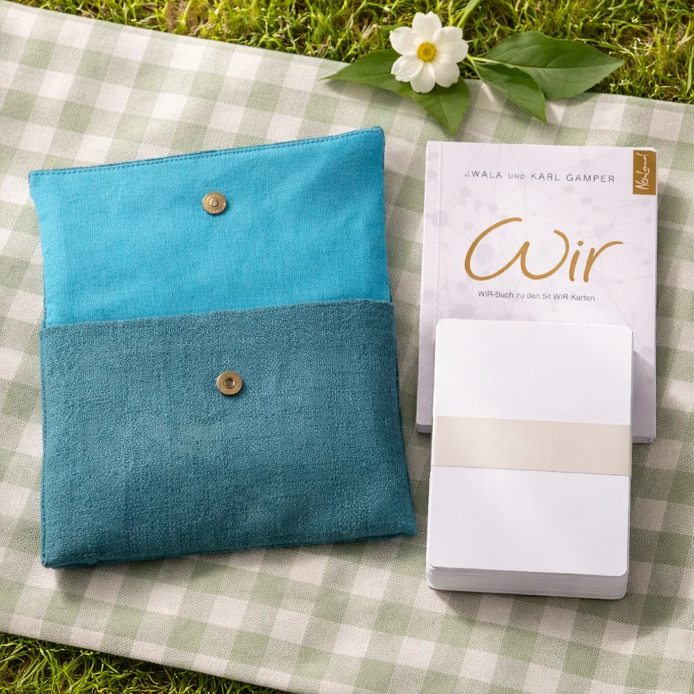 Exklusives WIR-Karten-Set und Bauernleinentasche Petrol/Mint/Türkis – original aus Tirol jetzt sicher online erwerben