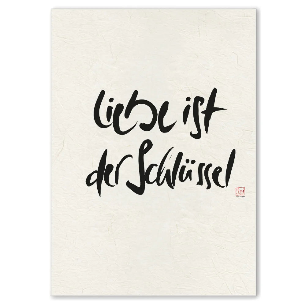Inspirierendes Leinwandbild „Liebe ist der Schlüssel“ – Sign by Jwala® Original, Limited Edition, hochwertige Kunst aus Tirol, Motivation für mehr Liebe und Lebensfreude