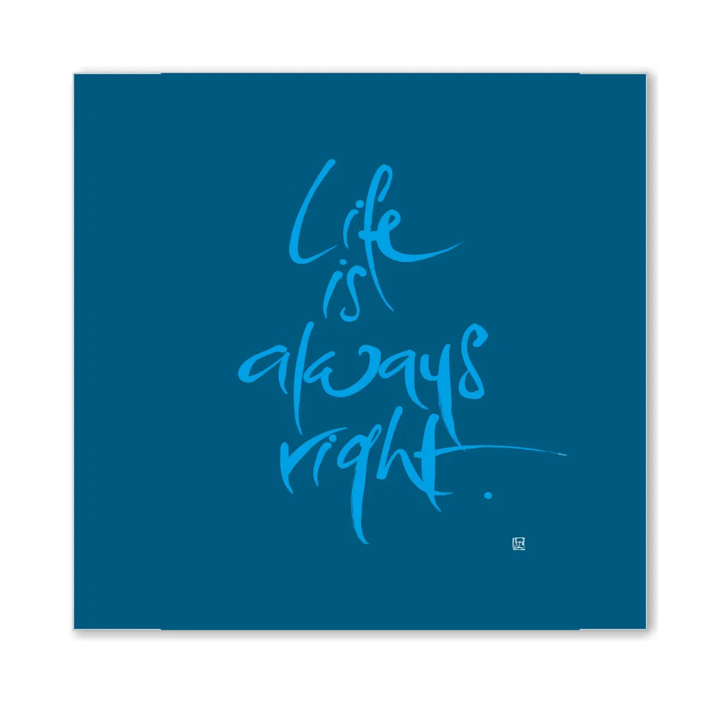 Premium Wandbild „Life is always right.“ – Sign by Jwala® Originaldruck mit Fingerzeige Karte, hochwertige Leinwand, spirituelle Kunst, Unikat aus Tirol