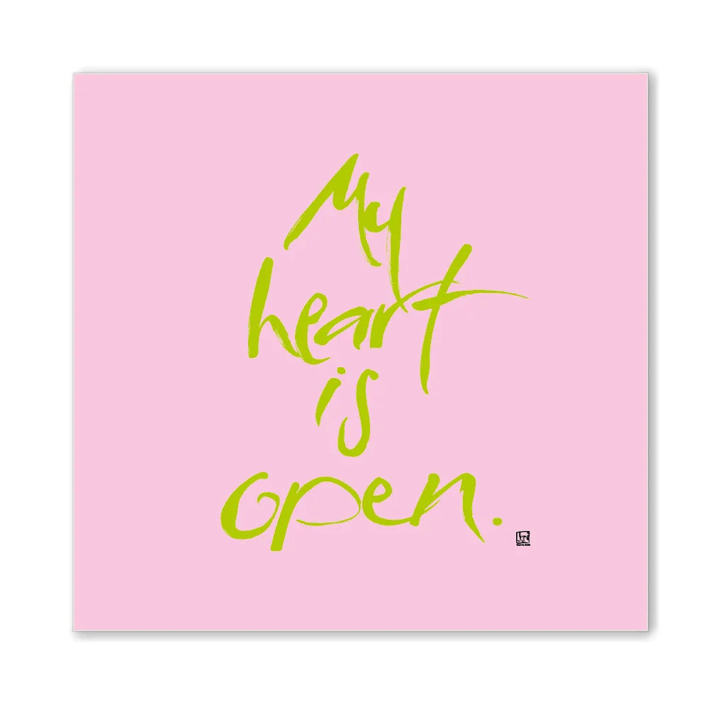 Luxus Leinwanddruck „My heart is open.“ – Sign by Jwala® mit Fingerzeige Karte, exklusive Deko, liebevoll gefertigt, Einzelstück aus Tirol