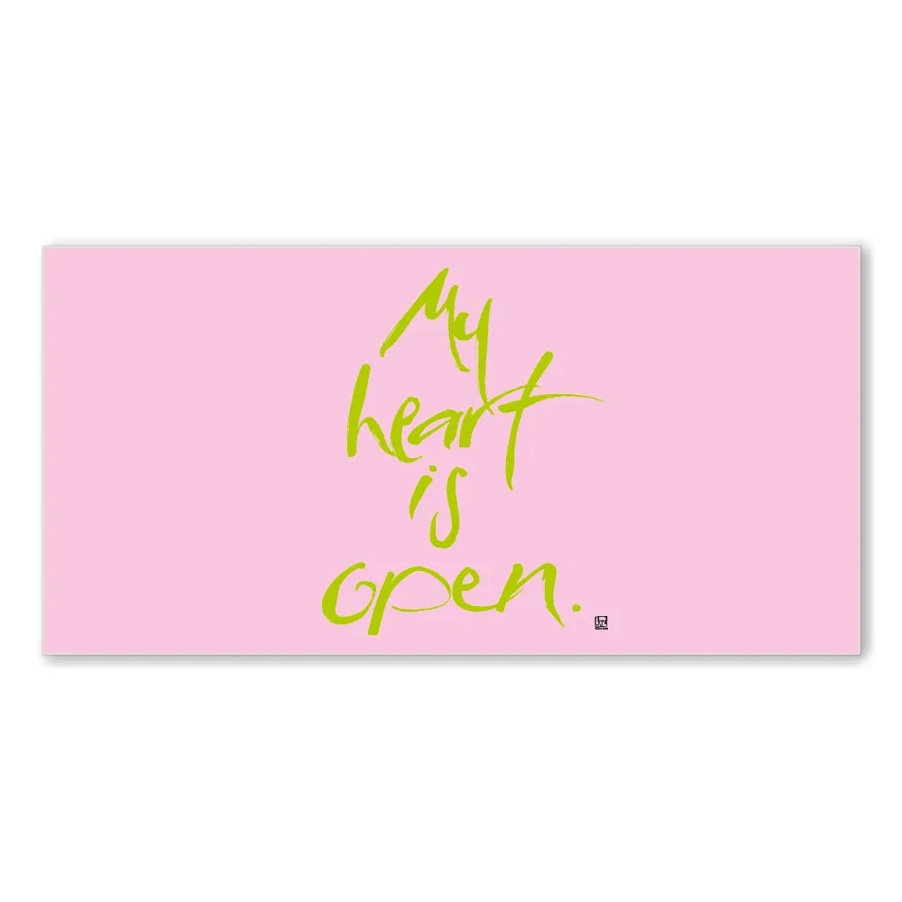 Originaldruck Leinwand „My heart is open.“ – SignShop.Tirol, einzigartige Wandkunst mit Fingerzeige Karte, handgemacht, wertvolles Geschenk für Herzensöffnung
