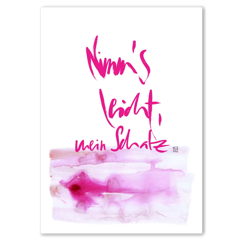 Premium Leinwände für ein Neues WIR – Romantische Wanddeko für Paare mit WIR Karte bestellen | Nimm’s leicht, mein Schatz | SignShop Tirol
