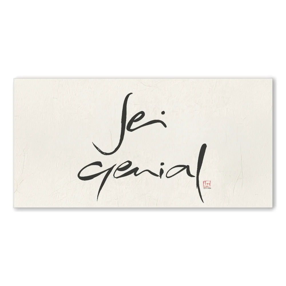 Handgemachtes Leinwandbild „Sei genial“ – Originaldruck, Sign by Jwala®, inspirierende Wanddekoration, limitiertes Kunstwerk, wertvolles Geschenk für Inspiration