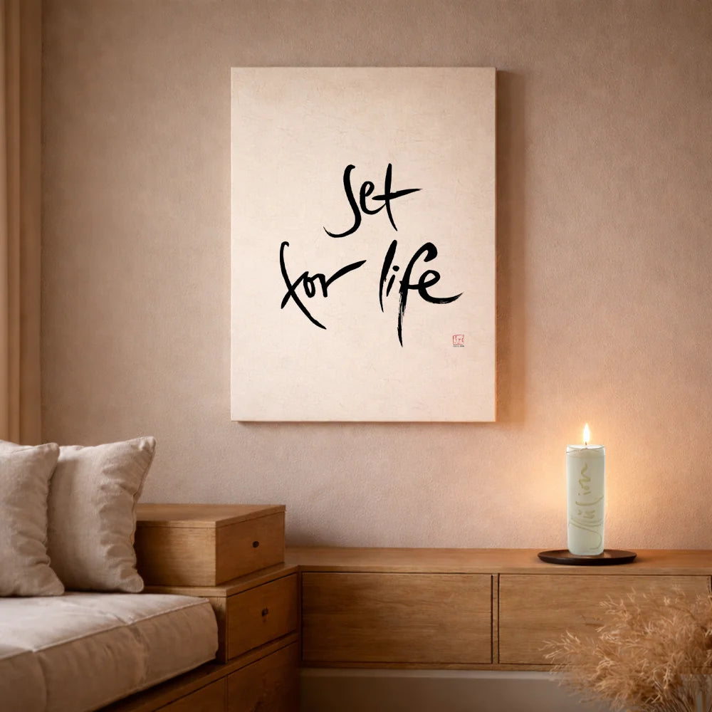 Handgemachtes Leinwandbild „Set for life.“ – Originaldruck, Sign by Jwala®, inspirierende Wanddekoration, limitiertes Kunstwerk, wertvolles Geschenk für Motivation und Selbstvertrauen