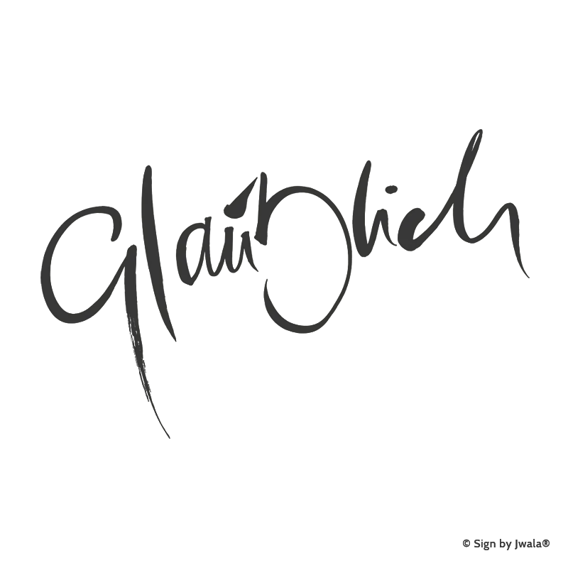 Die Botschaft „glaublich“ wird auf Kissen, veganen Kerzen, Grußkarten, Impulskarten, Wanddekoration, Taschen, Sitzkissen, Malas mit Halbedelsteinen und Riedel Gläsern aus dem Onlineshop SignShop Tirol angebracht und entfaltet dort ihre spirituelle Wirkung. Mit SignShop Tirol Logo und Copyright von Jwala®.