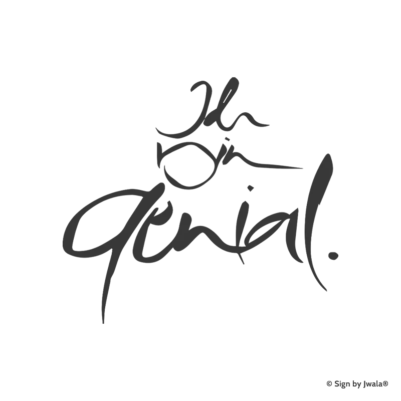 Die Botschaft „Ich bin genial“ wird auf Kissen, veganen Kerzen, Grußkarten, Impulskarten, Wanddeko, Taschen, Sitzkissen, Malas mit Halbedelsteinen und Riedel Gläsern aus dem Onlineshop SignShop Tirol angebracht und entfaltet dort ihre spirituelle Wirkung. Mit SignShop Tirol Logo und Copyright von Jwala®.
