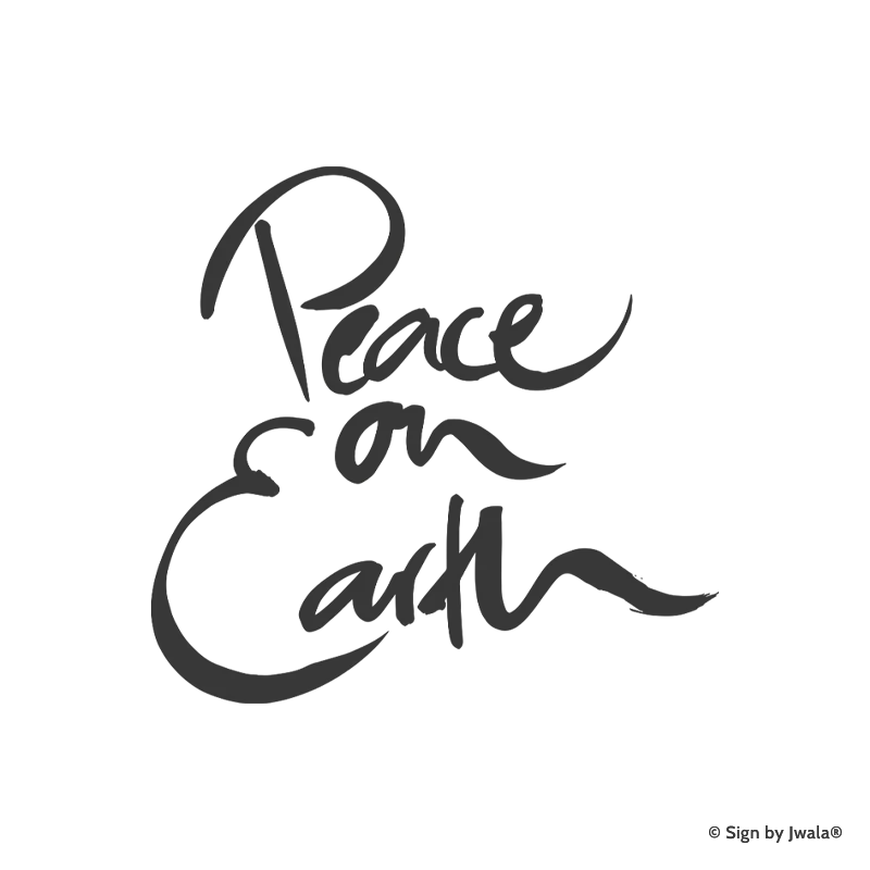 Die Botschaft „Peace on earth“ wird auf Kissen, Kerzen mit Botschaft, Grußkarten, Impulskarten, Wanddeko, Taschen, Sitzkissen, Malas mit Halbedelsteinen und Riedel Gläsern aus dem Onlineshop SignShop Tirol angebracht und entfaltet dort ihre spirituelle Wirkung. Mit SignShop Tirol Logo und Copyright von Jwala®.