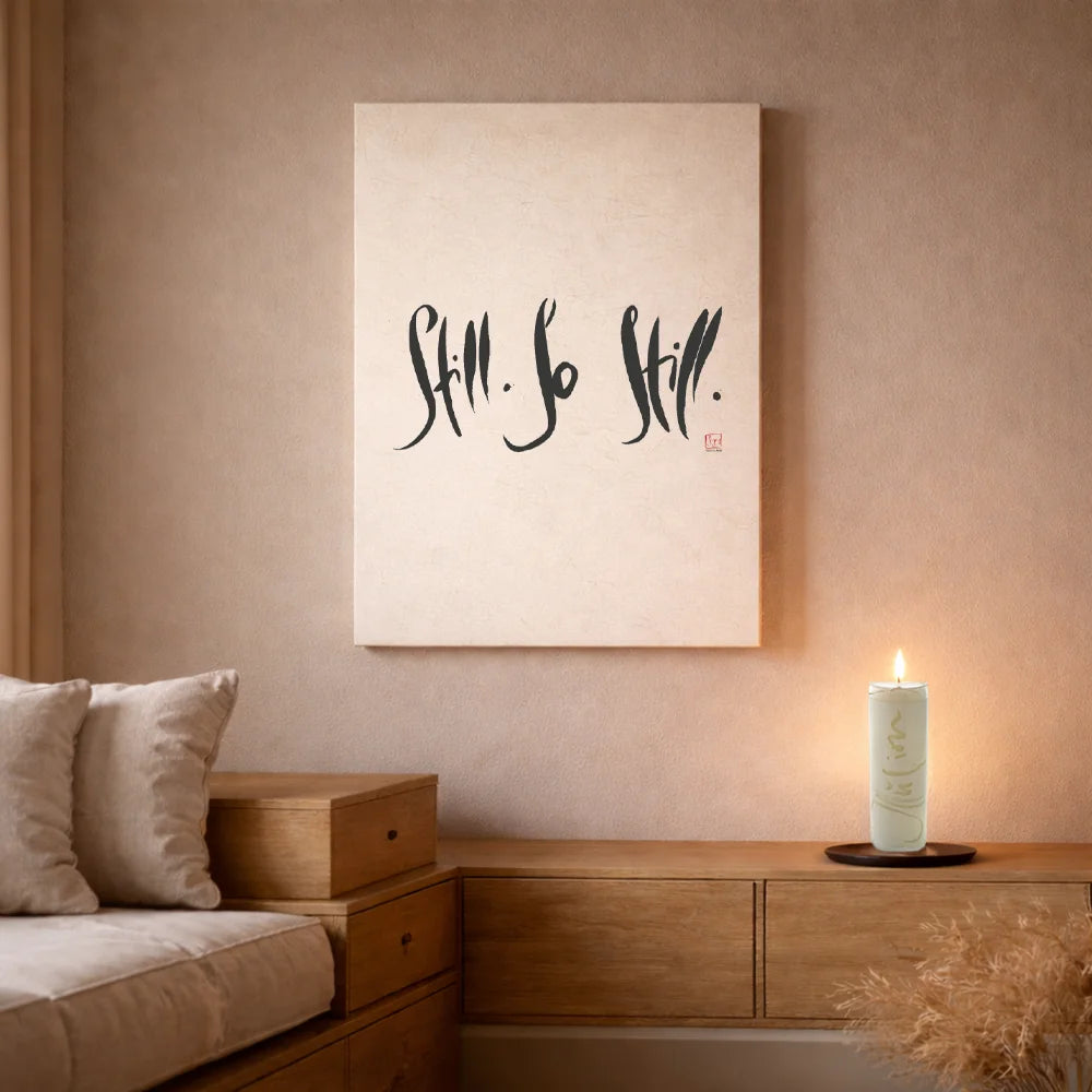 Handgemachtes Leinwandbild „Still. So Still.“ – Originaldruck, Sign by Jwala®, inspirierende Wanddekoration, limitiertes Kunstwerk, wertvolles Geschenk für Ruhe